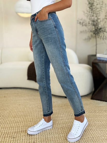 Mid Rise Rigid Magic Release Hem Jeans