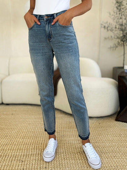 Mid Rise Rigid Magic Release Hem Jeans