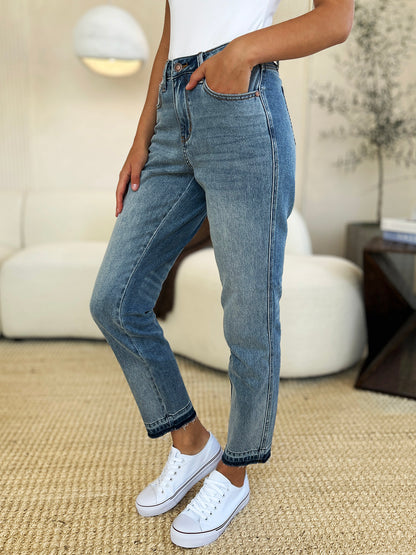 Mid Rise Rigid Magic Release Hem Jeans